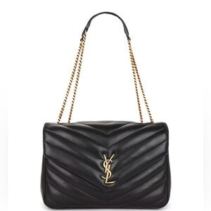 Yve Saint Laurent Large Loulou Bag in Black with Gold Hardware